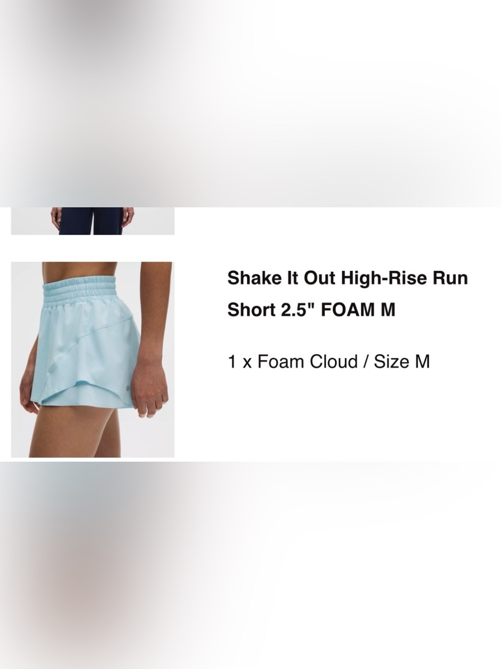 lululemon athletica Shake It Out High-Rise Run Short - Foam Cloud (Light Blue)
